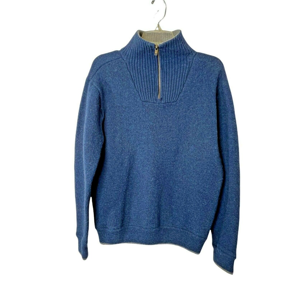 Vintage Irelandseye‎ Blue Lambswool 1/4 Zip Front Sweater Medium